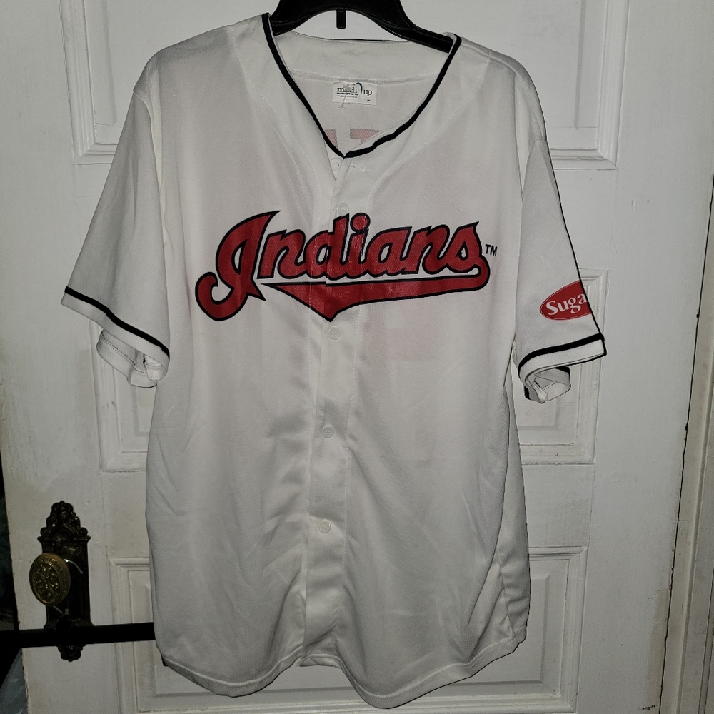 White Baseball Jersey with Red Logo XL